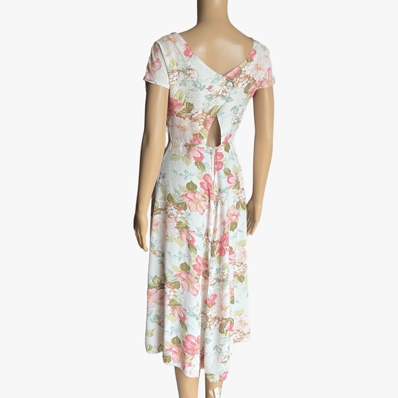 Vintage 90s Floral Rayon Midi Dress | Made in Canada | XS–S - Picture 6 of 9